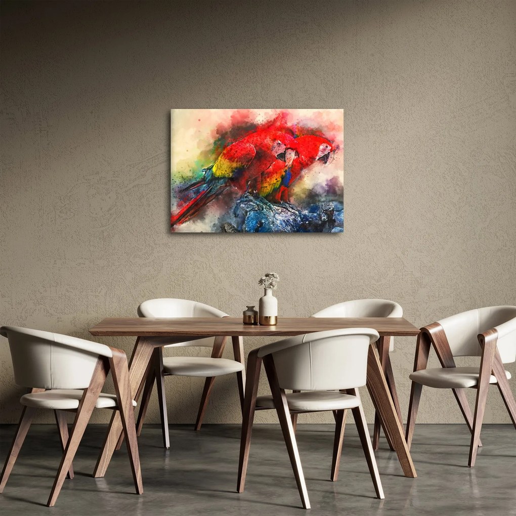 Obraz czerwonych papug Ara (70x50 cm)