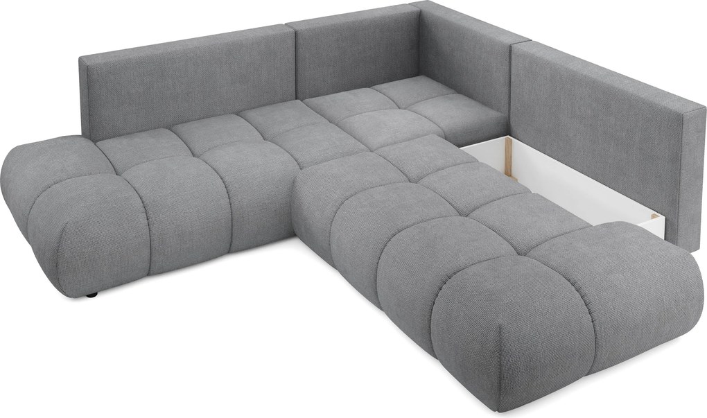 Masseno Narożnik DUCA z funkcją spania i pojemnikiem na pościel Narozniki L, Rozkładana sofa - Szary, FLOW 17