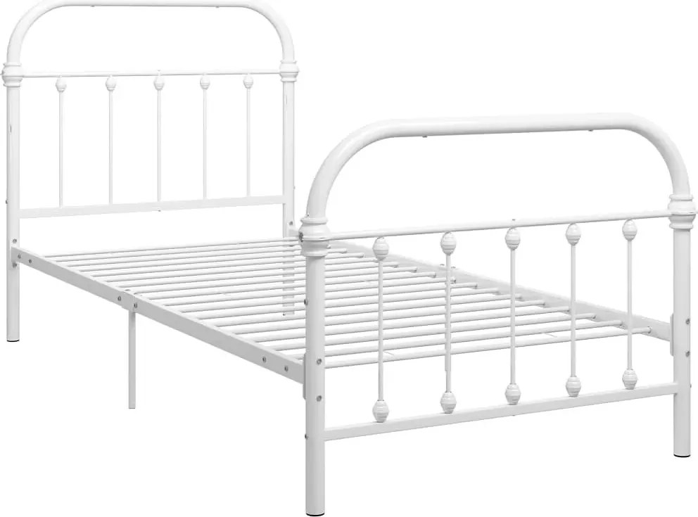 Białe industrialne łóżko metalowe 100x200 cm S4-K68