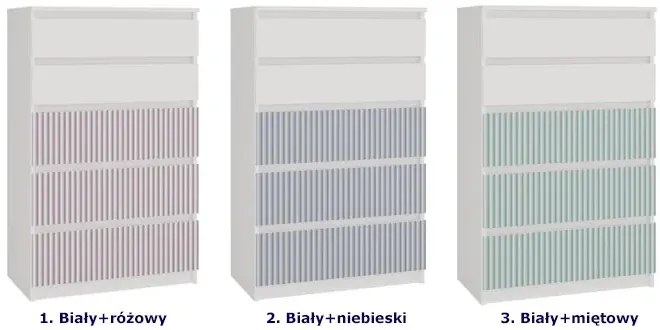 Nowoczesna komoda dla dziewczynki biały + różowy - Bano 8X
