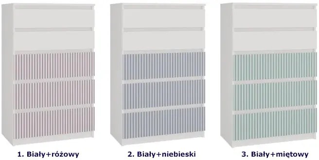 Nowoczesna komoda dla dziewczynki biały + różowy C1-D84
