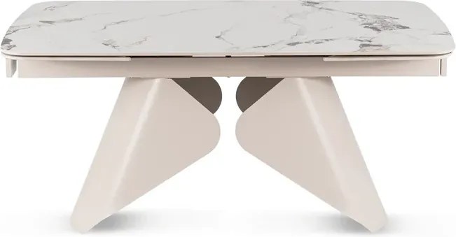 Stół Rozkładany Prostokątny VERONA 160-240 cm Ceramiczny Biały Marmur/Kaszmir Japandi
