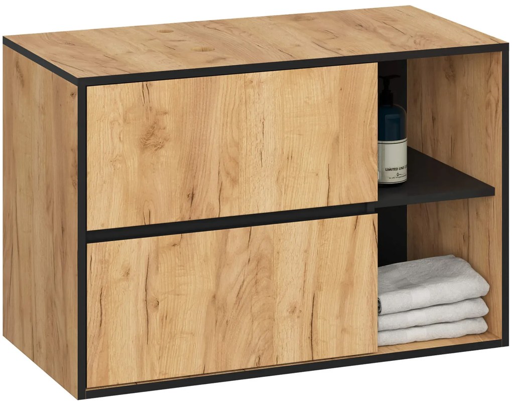 Zestaw mebli łazienkowych dąb craft + czarny C3-D44