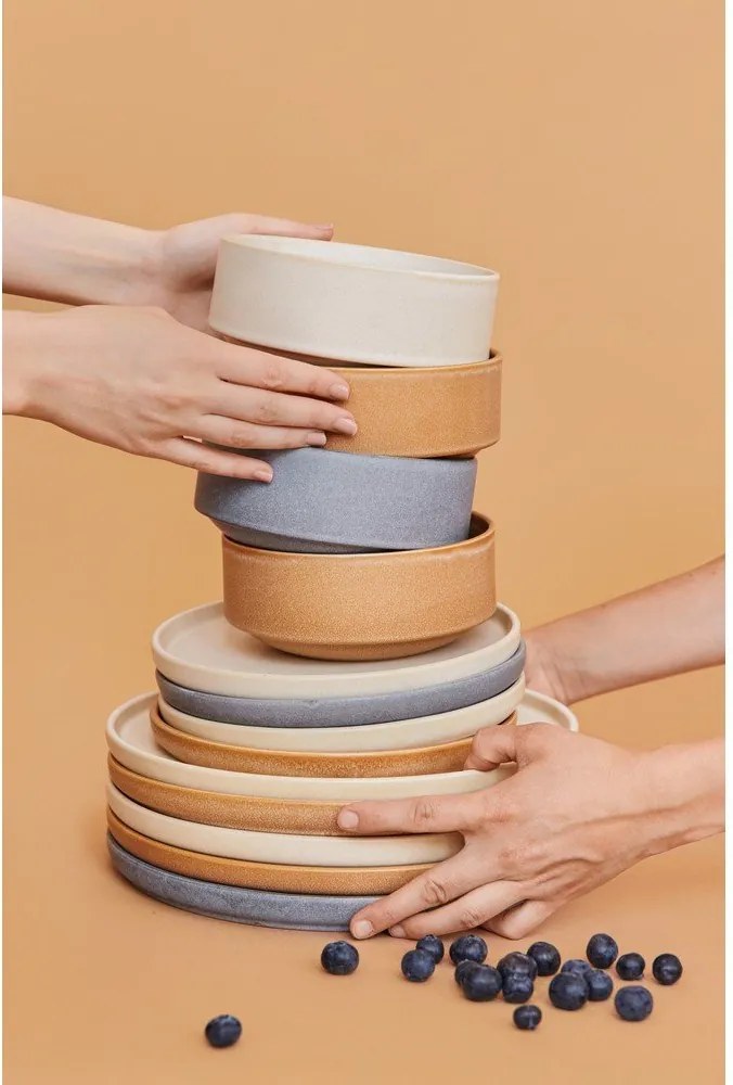 18-częściowy zestaw kremowych naczyń z kamionki Bonami Selection Malia