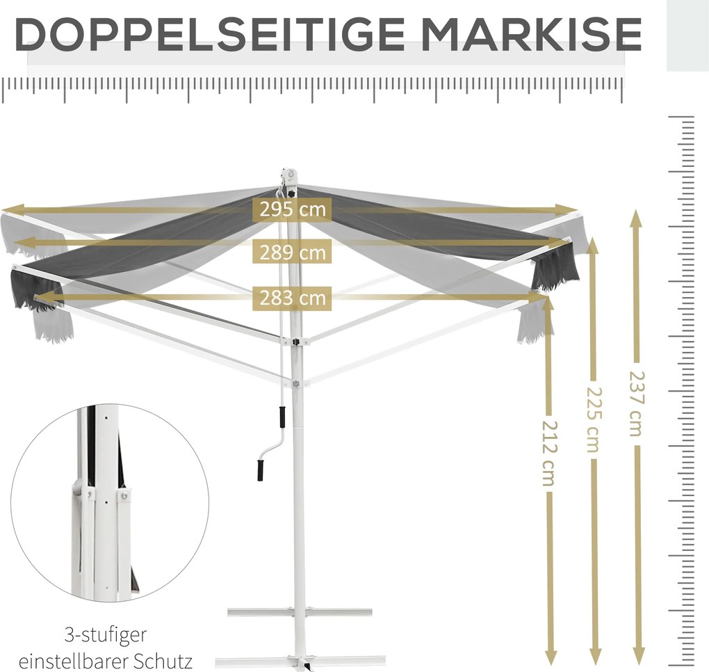 Outsunny markiza stojąca ogrodowa ze składanym ramieniem taras szara 4,5 x 3,4 m