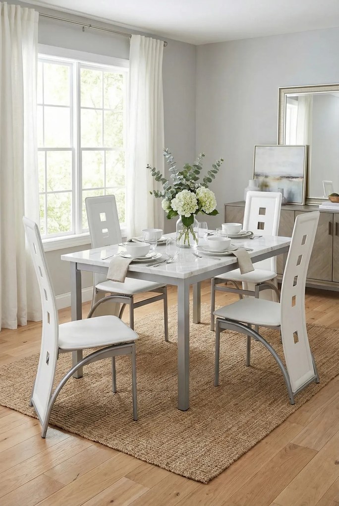 Komplet 4 białych krzeseł do stołu M8-L20