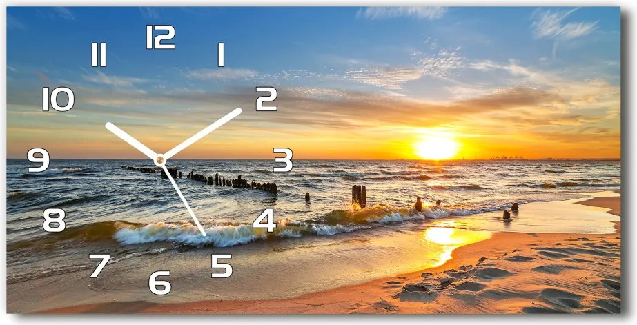 Zegar ścienny szklany Zachód słońca plaża
