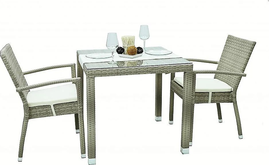 Zestaw rattanowy ogrodowy NAPOLI I. 1+2 (szaro-beżowy)