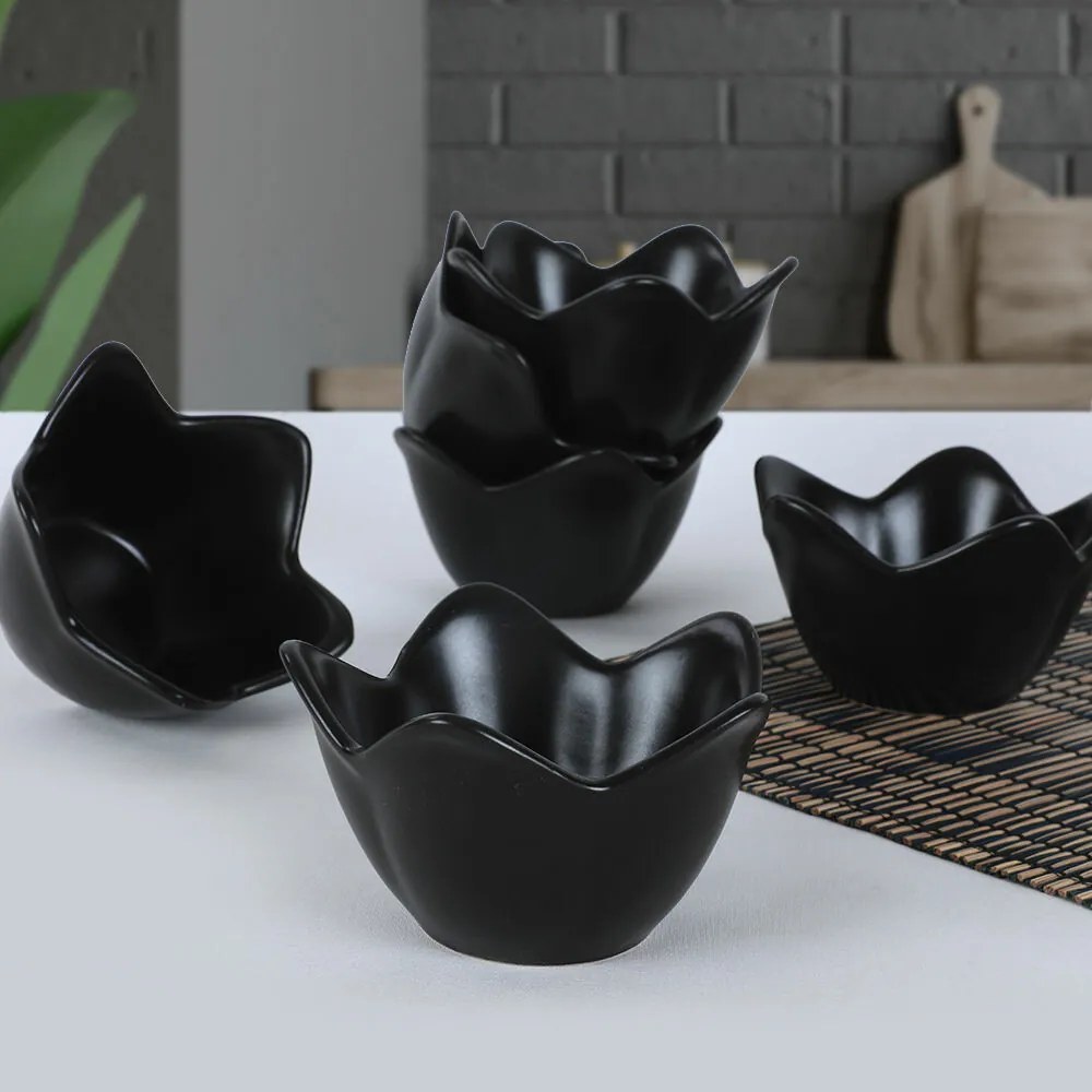Zestaw 6 misek ceramicznych Lotus 11,8 cm, czarny