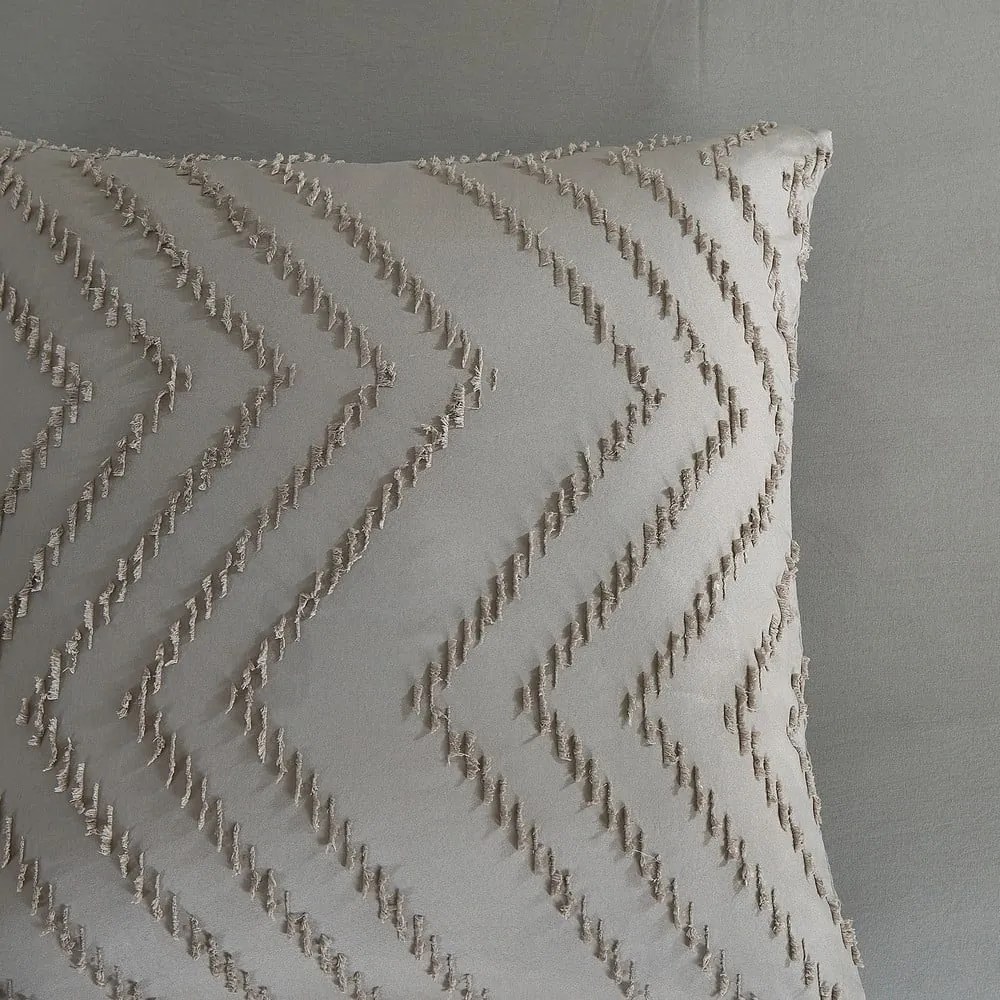 Szarobrązowa pościel dwuosobowa z mikrowłókna 200x220 cm Pure Zigzag – Good Morning