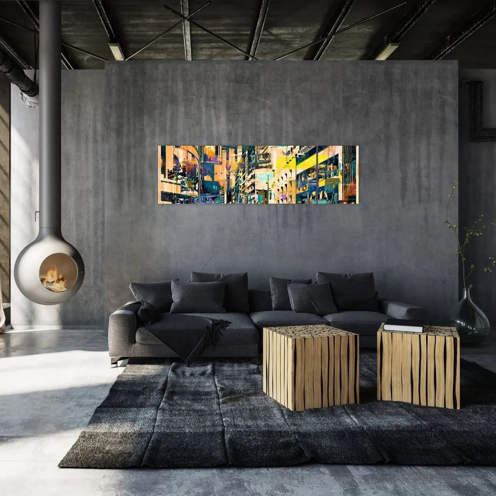 Obraz malowanej abstrakcji (170x50 cm)