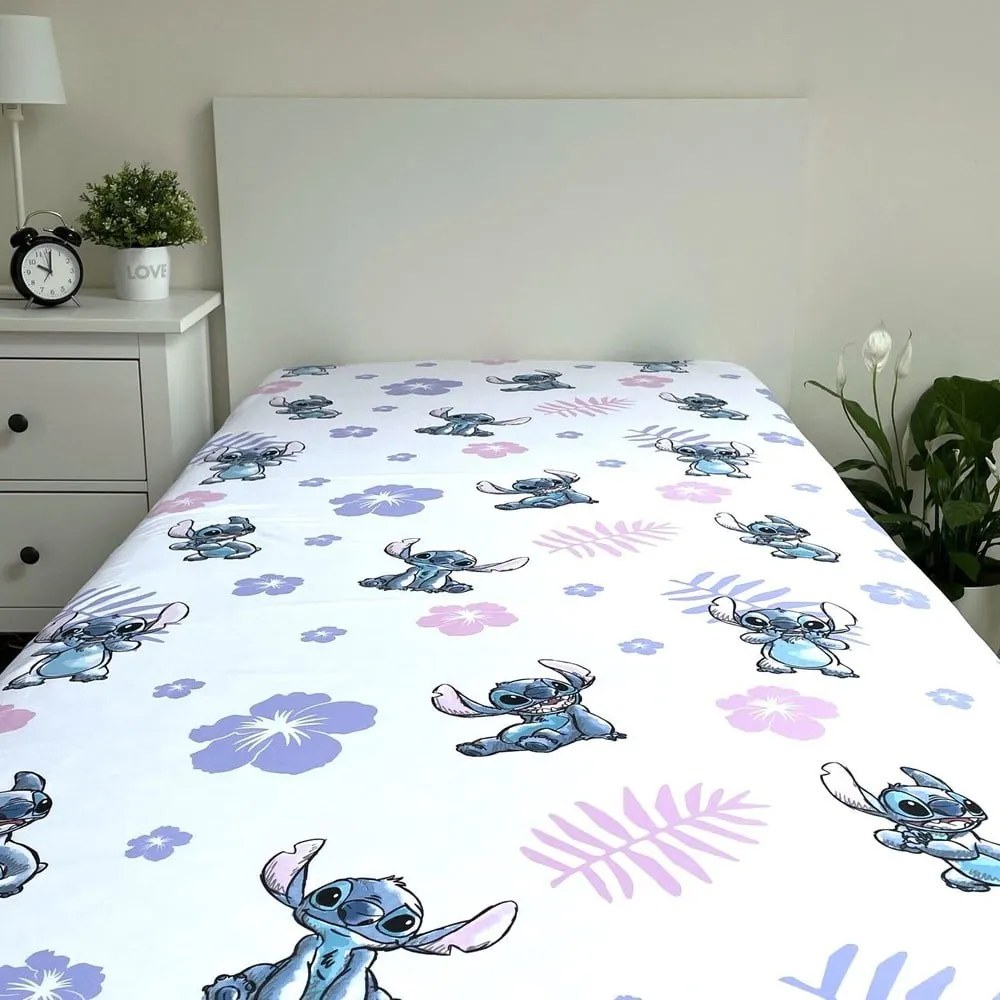 Bawełniane prześcieradło dziecięce z gumką 90x200 cm Lilo and Stitch – Jerry Fabrics