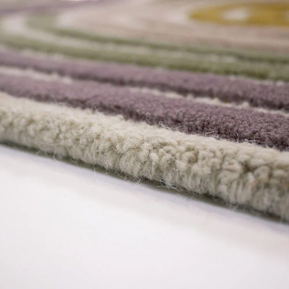 Zielony wełniany dywan tkany ręcznie 140x200 cm Spiral Shaped – Flair Rugs