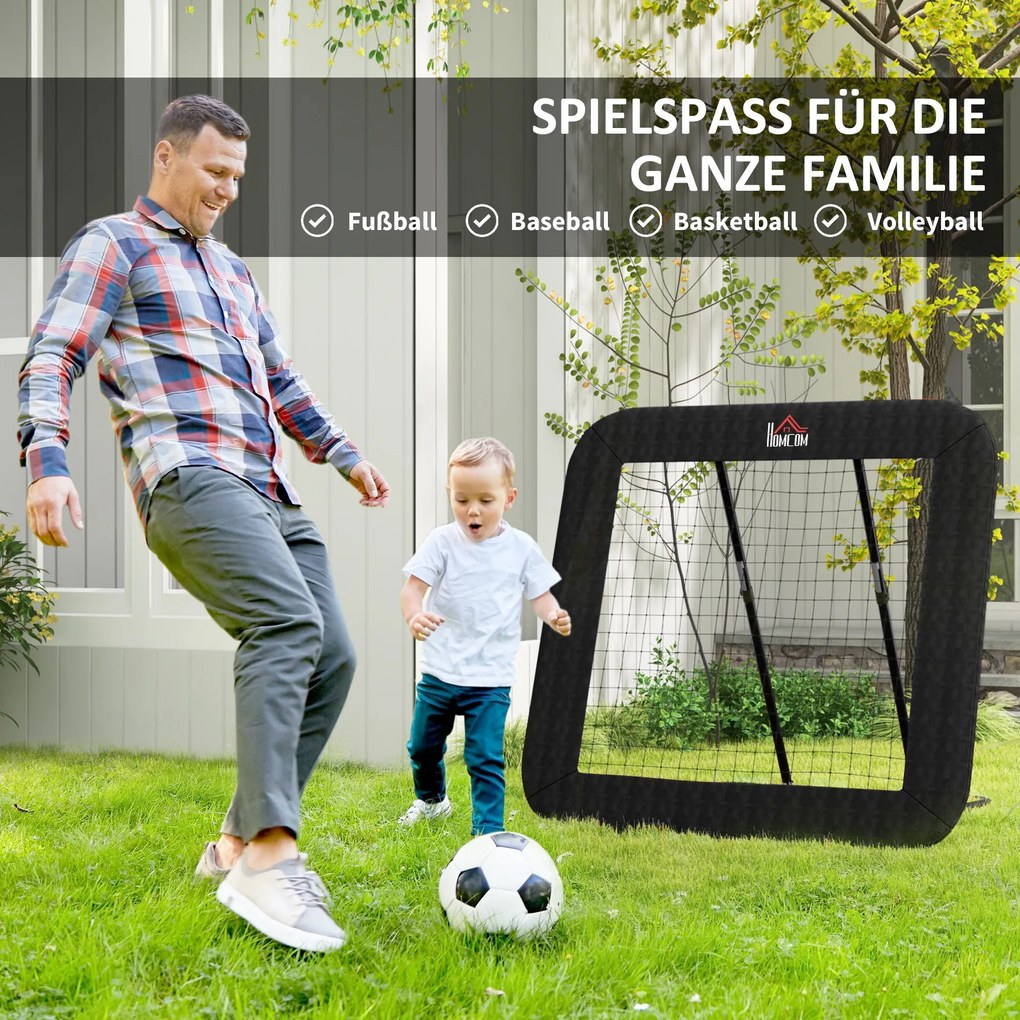 HOMCOM Rebounder Piłkarski Składana Bramka Odbijająca Siatka do Baseballu Koszykówki Metal Czarny 128x118x108-120cm | Aosom PL