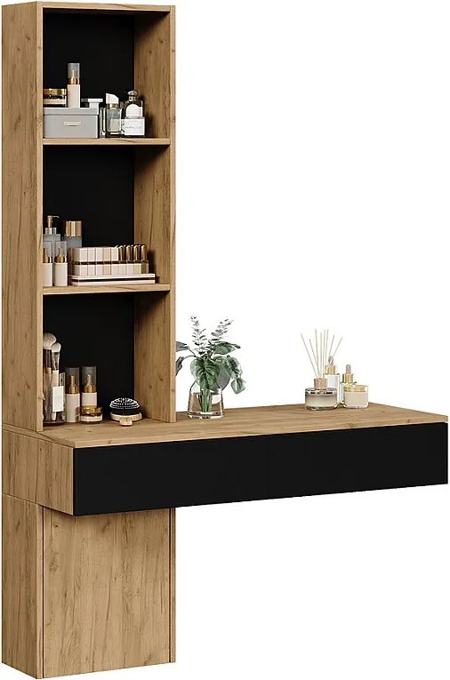 Stół do toalety dąb/czarny 100x40x155 melora