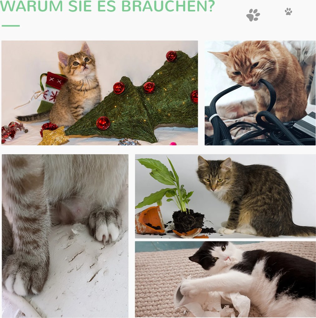 PawHut Drapak Kaktus dla Kotów Drewno Sosnowe Sizalowy Słupek z Kulką 60cm Zielony Naturalny | Aosom PL