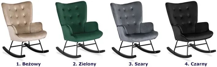 Szary welurowy fotel bujany uszak E4-R17