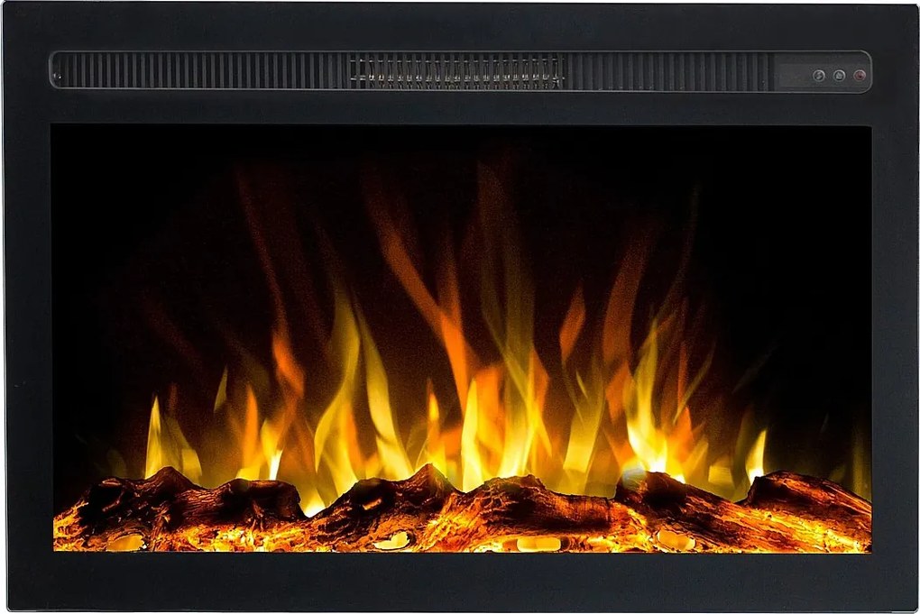 Wkład elektryczny INFINITY do kominka elektrycznego - ogień premium - do zabudowy - 81x14x50 cm - kominek LED z grzaniem 750/1500 W