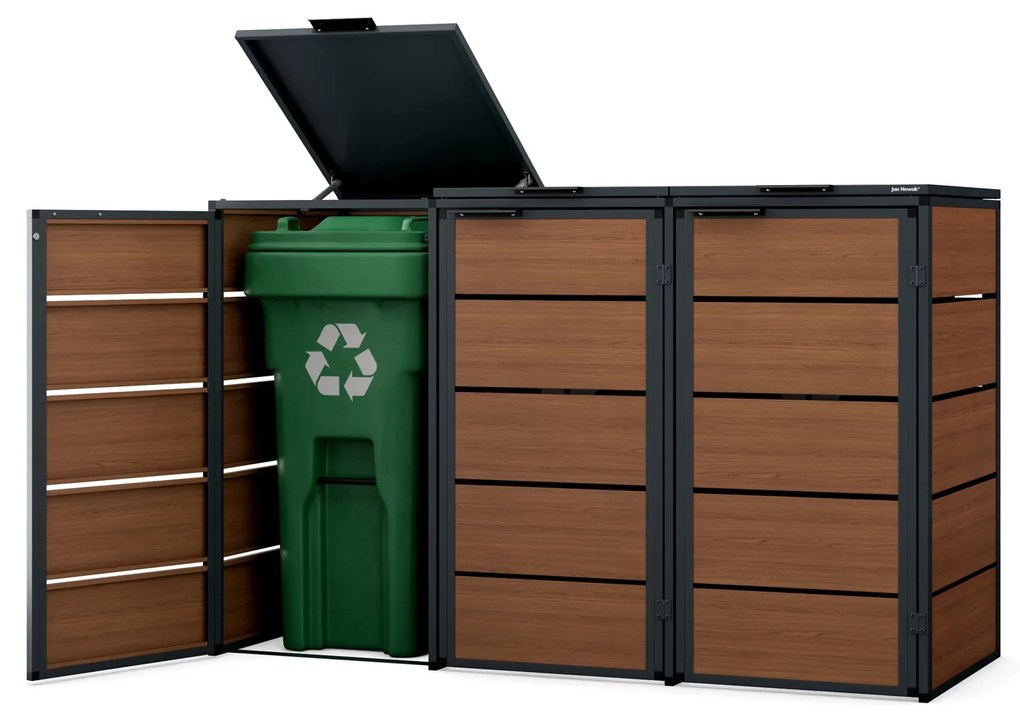 Zabudowa śmietnikowa 120L trzykomorowa, antracyt - orzech