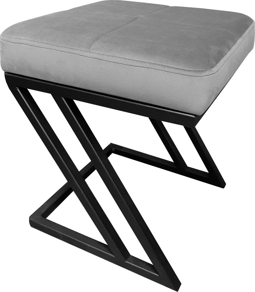 Pufa ZETA tkanina Welur loft ławka podnóżek metal : Kolor Stelaża - Czarny , Kolor tkaniny - VELVET - MG17, Typ tkaniny - Velvet