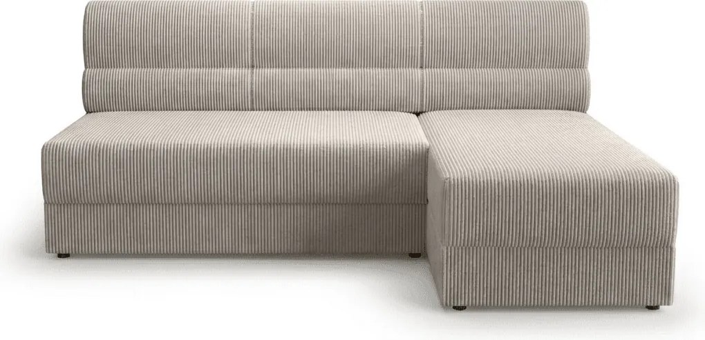 Rozkładana dwustronna sofa narożna w kształcie L TAVERO SLIM 201x140 cm, jasnobeżowa