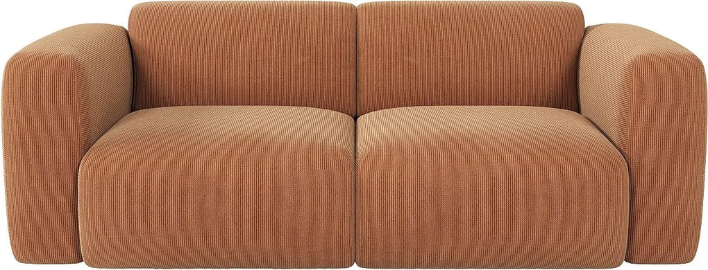 Kanapa 3-osobowa ze sztruksu w drobny prążek  w kolorze terakoty POGNI od Maison Céphy
