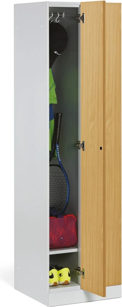 Szafka ubraniowa S1 wąska, 2-drzwiowa, 1850 x 500 x 500 mm, zamek cylindryczny, drzwi laminowane, brzoza