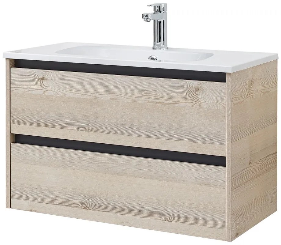 Wisząca szafka bez umywalki w dekorze sosny w naturalnym kolorze 51x80 cm Quickset 393 – Pelipal