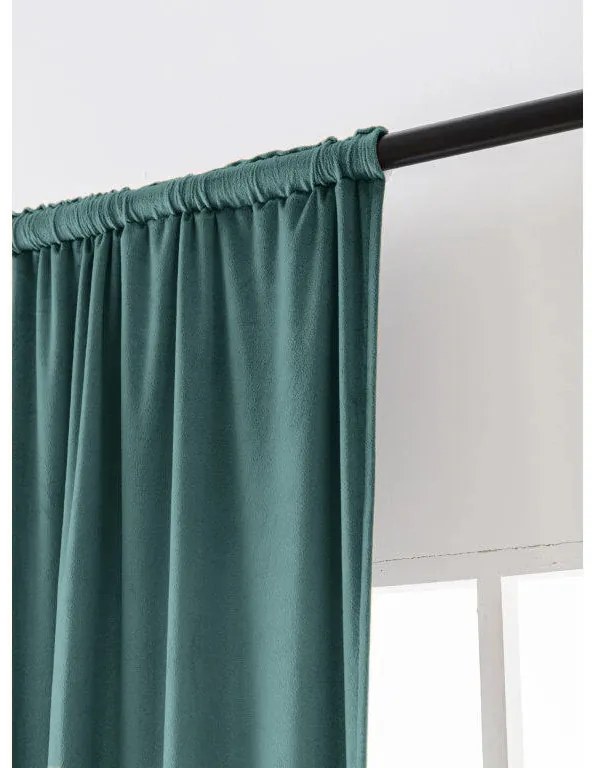 Zasłona zaciemniająca VELVET 140x250 cm, turkusowa Zawieszanie: Metalowe pierścienie