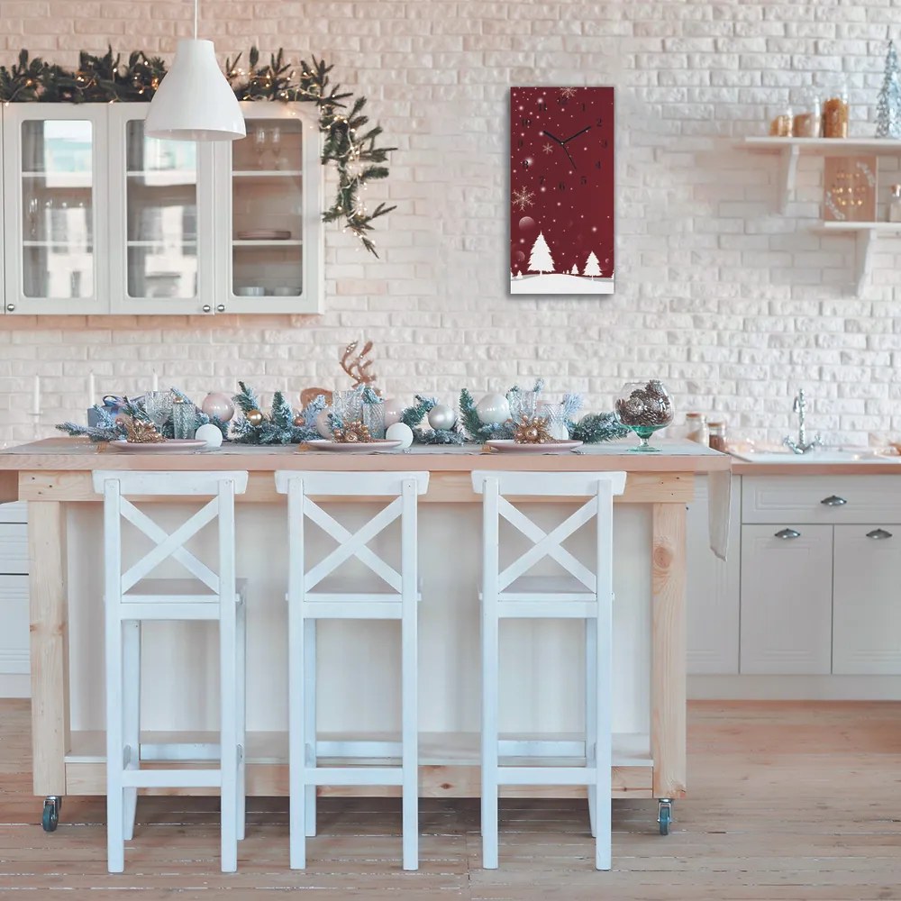 Zegar ścienny Choinki Święta Płatki Śniegu