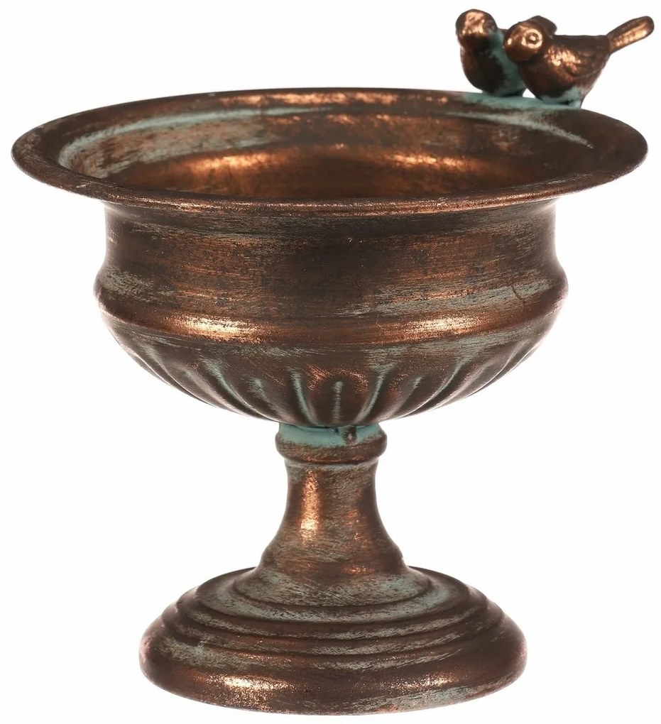 Metalowy kielich do kompozycji lub poidło Romance,19 x 16 x 16 cm, kolor miedziany