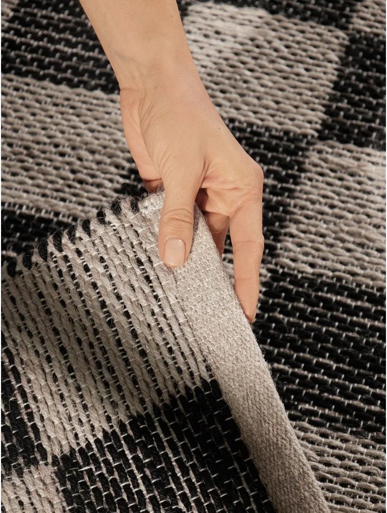 Czarno-kremowy ręcznie tkany dwustronny chodnik z mieszanki juty 80x200 cm Rex – Hanse Home