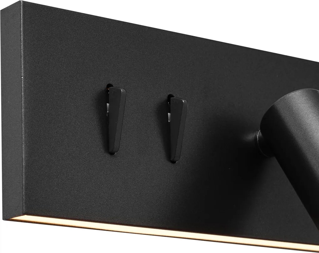 Nowoczesny kinkiet czarny regulowany z USB-C, w zestawie LED - Modric