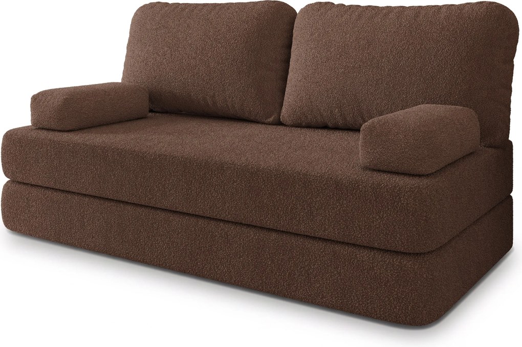 Masseno Sofa piankowa NIKSI z funkcją spania, Kanapa z pianki do salonu, Bezmontażowa, Tkanina bucle – Brązowy QUELLE 25