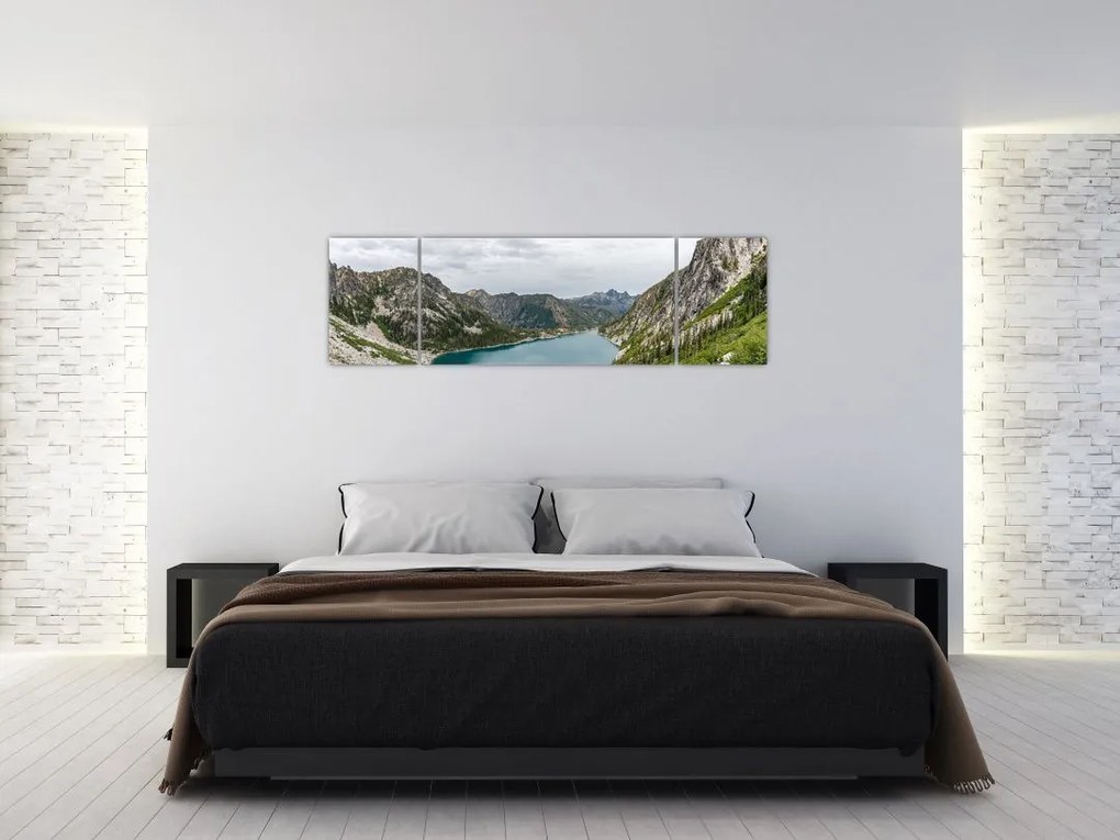Obraz jeziora w górach (170x50 cm)