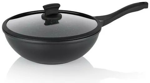 Patelnia wok Kela z pokrywką STELLA NOVA, odlewaluminiowy, czarna, 30 cm, 5 l