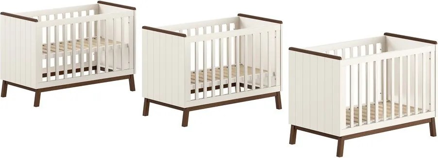 Beżowe łóżeczko z litego drewna sosnowego z regulowaną wysokością 60x120 cm Sezane – Vipack