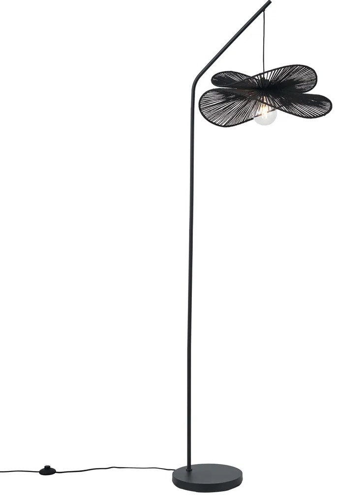 Lampa podłogowa Art Deco czarna z czarnym kloszem - Nest