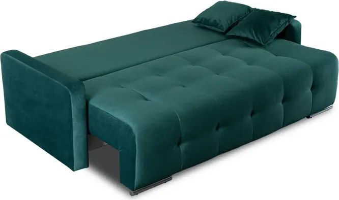 Sofa z Funkcją Spania FAVIO Wersalka Rozkładana Dwuosobowa Welurowa Zielona