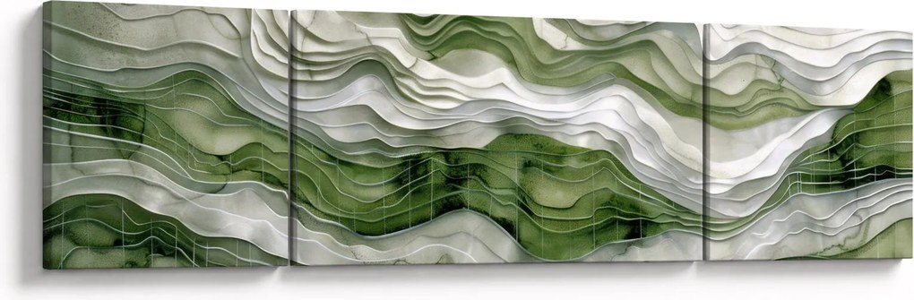 Obraz - Zielone i białe zmarszczki (170x50 cm)