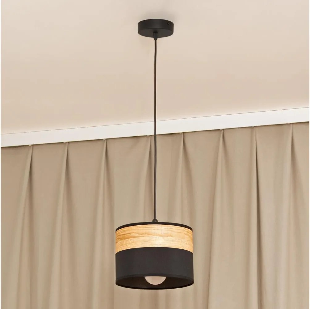 Lampa wisząca na przewodzie ALBA 1xE27/15W/230V śr. 20 cm czarna/brązowa