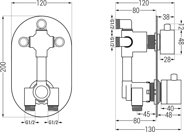 Mexen Kai termostatyczna bateria wannowo-prysznicowa 3-wyjściowa, czarna - 77602-70