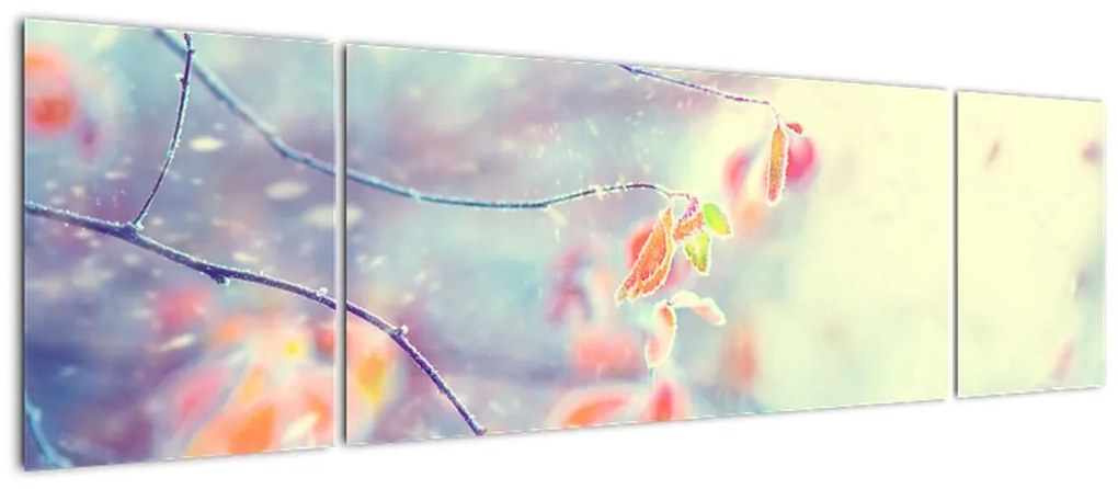 Obraz - Listki w lodzie (170x50 cm)