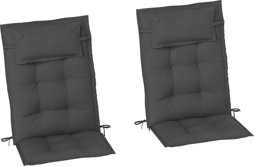 Outsunny Zestaw 2 Wodoodpornych Poduszek na Leżak Ogrodowy, Ciemnoszary 50x116x5 cm