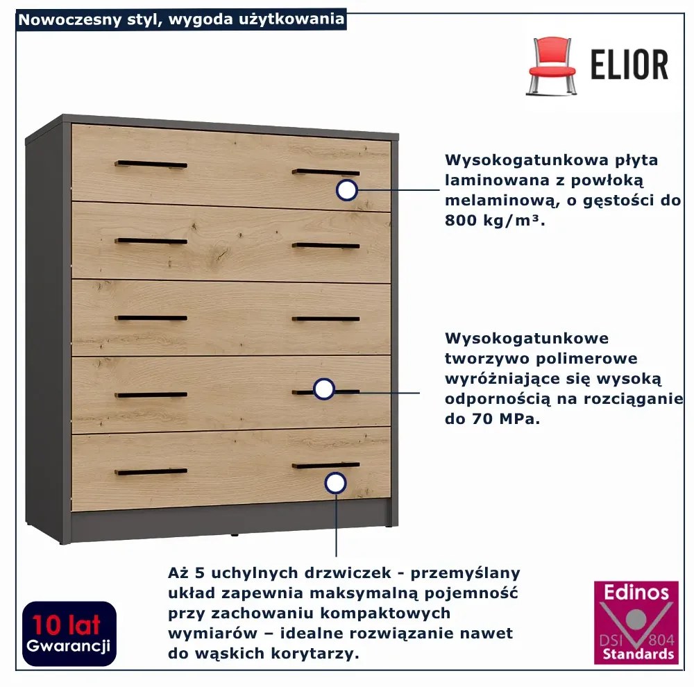 Szafka na buty antracyt + dąb artisan K7-D83