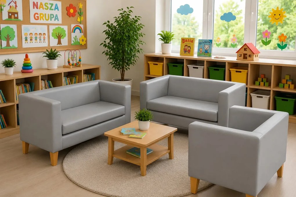 Sofa Monaco : Kolor nogi - Drewno, Kolor tkaniny - EKO-SKÓRA - 22D, Typ tkaniny - Eko-skóra , Wysokość nogi - 20 cm