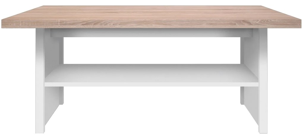 Ława z Półką do Salonu ELEGO 115 cm Biała Nowoczesna