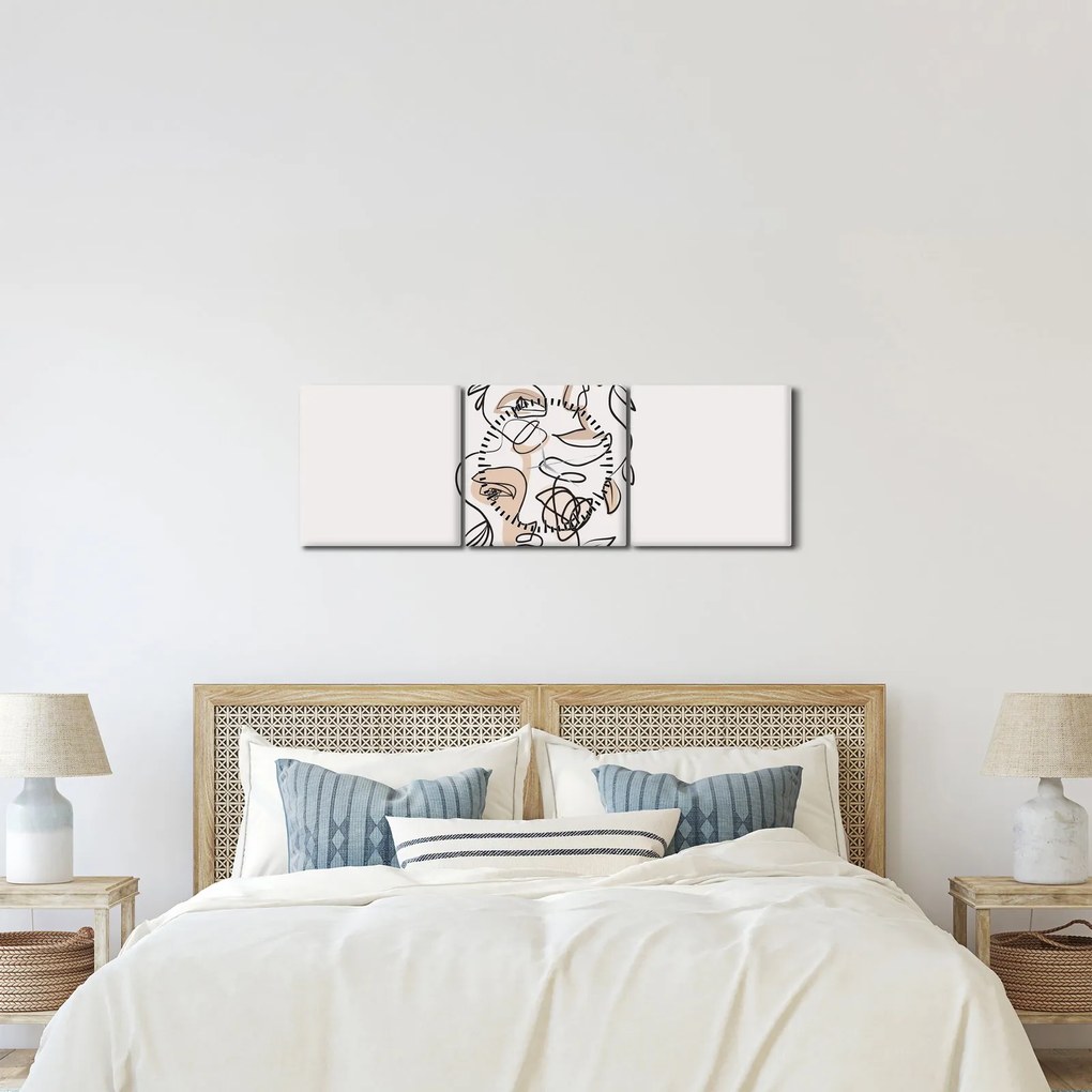 Obraz - Makijaż twarzy ze sztuką linii (z zegarem) (90x30 cm)