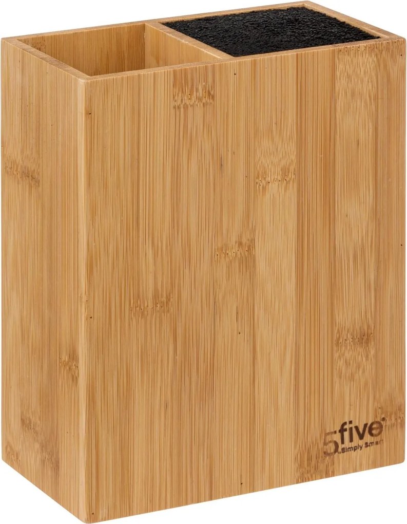 Zestaw akcesoriów kuchennych w bambusowym bloku: 6 noży i 5 przyborów