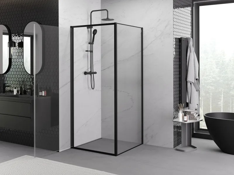 Mexen Exo kabina prysznicowa uchylna 70 x 70 cm, transparent, czarna - 817-070-070-70-00